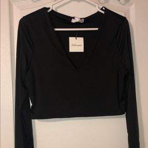 Long Sleeve Black Crop Top